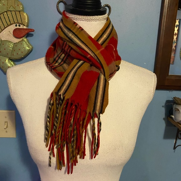 V.Fraas, Cashmink, Red Plaid, Winter Scarf - Picture 2 of 3